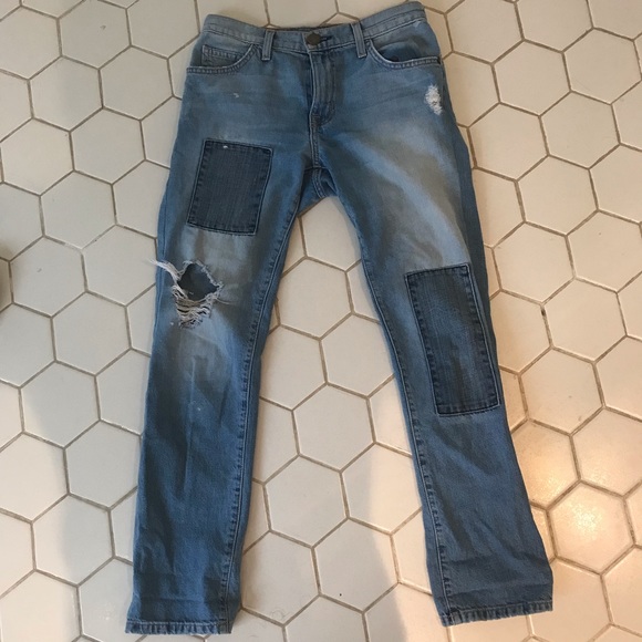blue denim patch work jeans - Picture 2 of 3